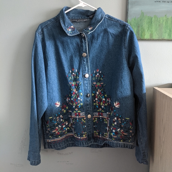 Petite embroidered denim jacket - Picture 7 of 8